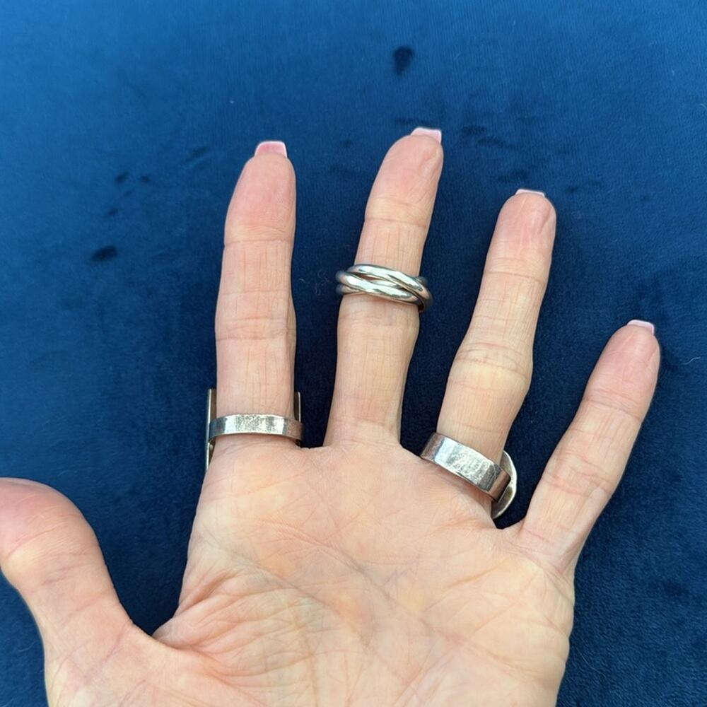 Three Piece Unbranded Sterling Silver Boho Hippie Ring Set - Picture 2 of 5